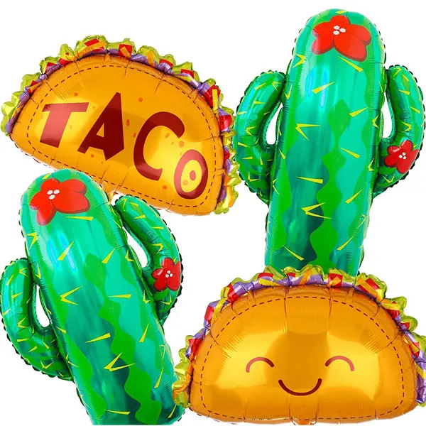 

Set of 2 Taco Balloon and 2 Cactus Balloons for Fiesta Party Decorations, Baby Shower, Mexican Bridal Shower Or Birthday Decor