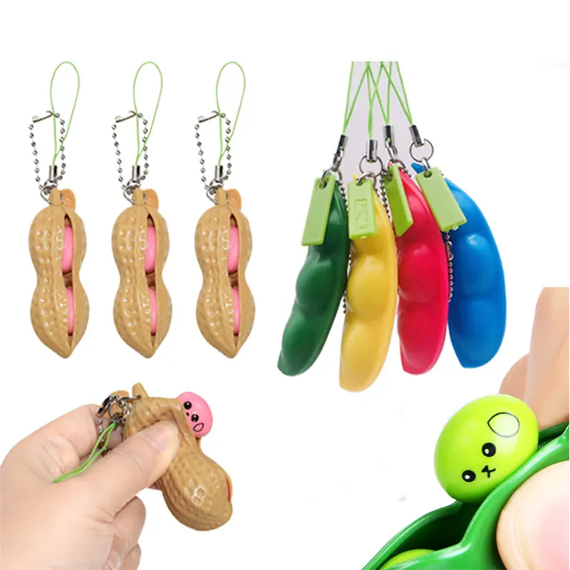 

1/3/5 pcs Bean Fidget Toys Children Adult Squeeze Antistress Toys Funny Soybean Keychain Stress Relief Toys for Kids Gifts