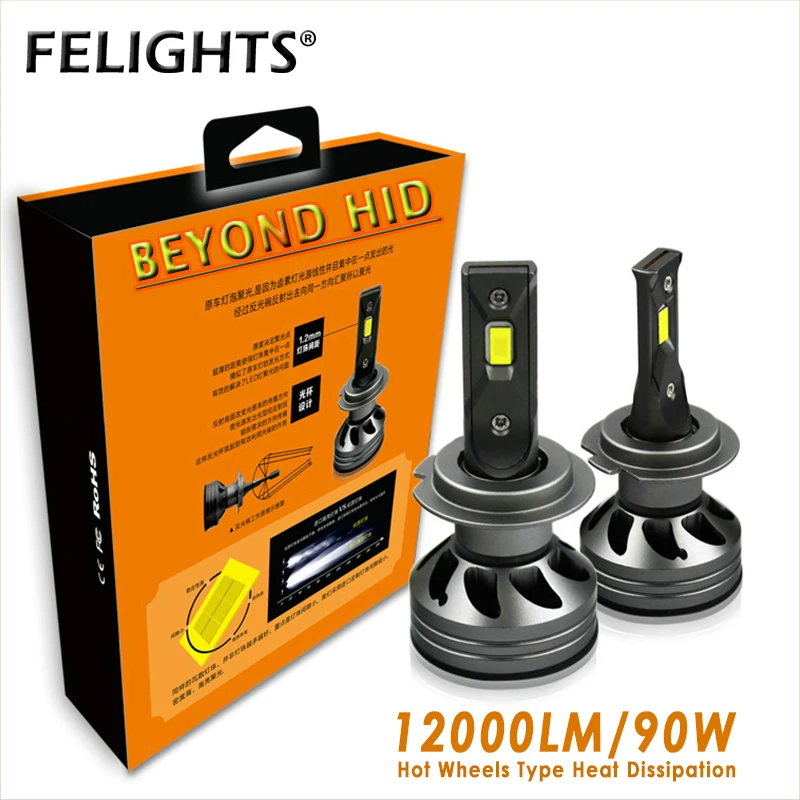 

FELIGHTS H4 H7 Led Headlight Bulb H1 H3 H8 H9 H11 12000LM LED Auto Light 12V 6000K 9004 9005 HB3 9006 HB4 9007 Fog Lights Nebbia