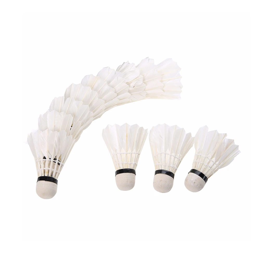 Горячая Распродажа 12 шт. прочные шарики для бадминтона с гусиным пером белые