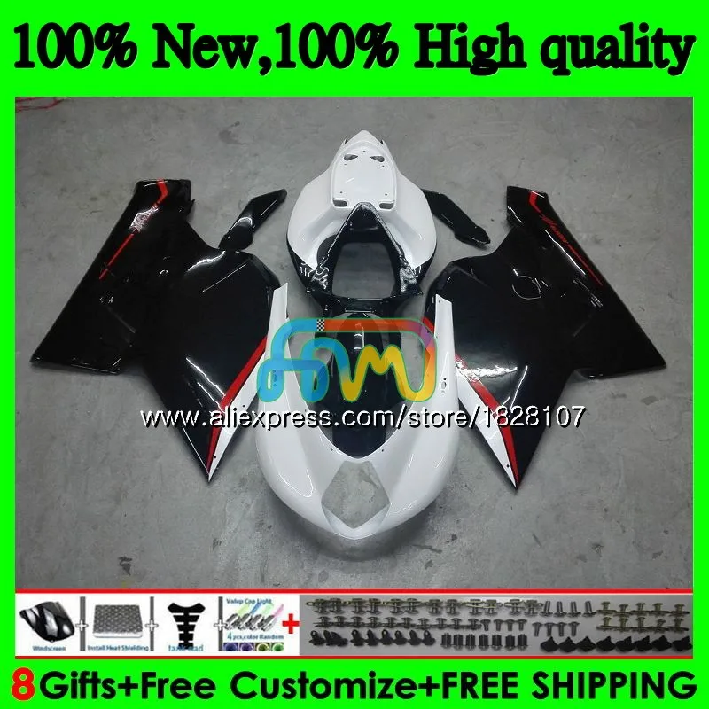 

Корпус для MV Agusta F4 Белый Черный R312 750S 1000 R 750 1000CC 05 06 68BS.6 1000R 312 1078 1 + 1 мА MV F4 2005 2006 обтекатели