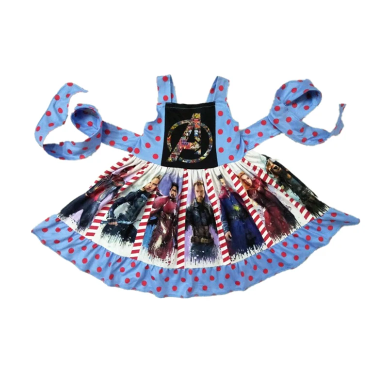 Twirl panel dress for baby girl with Cartoon heroes print princess sleeveless A boutique | Детская одежда и обувь