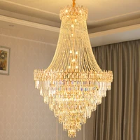 luxury modern crystal chandelier for staircase large loft hanging light fixture gold home decor cristal lamp living room lustre