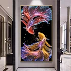 Современные Настенные постеры с абстрактными мерцающими рыбами и принтом, картина для гостиной, Декор для дома