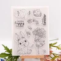 easter bunny silicone clear seal stamp diy scrapbook diary coloring embossing album decoration rubber stamp handmade reusable