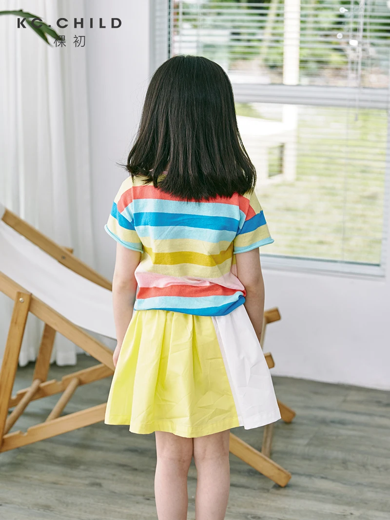 KC.Child/Новинка 2020 г. Блузка из хлопка для девочек Разноцветные детские вязаные топы