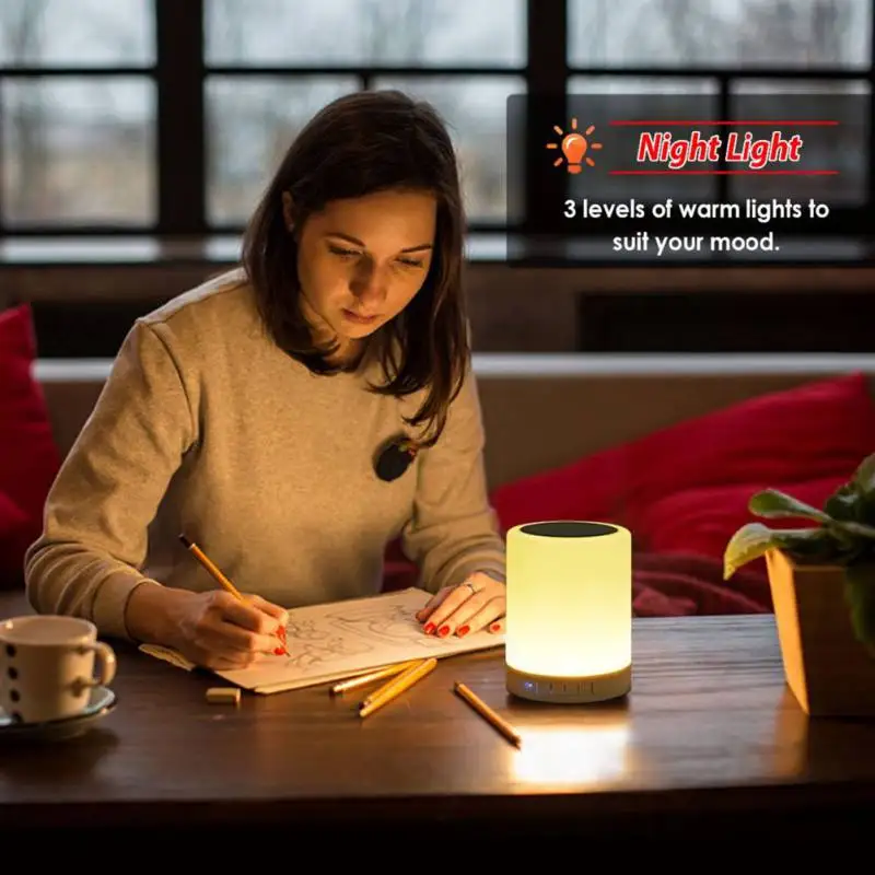 

Portable Wireless Bluetooth Speaker Mini Player Touch Pat Light Colorful LED Night Light Bedside Table Lamp for Better Sleeps