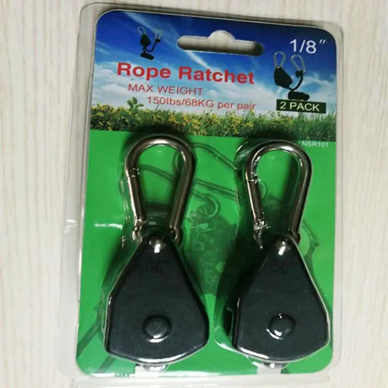 2шт 1/8 &quotролик веревка трещотка 150lb тяжелый замок вешалка подъемный шнур для