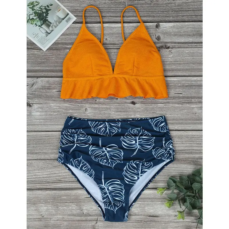 Купальник бикини для беременных купальник с высокой талией от плеча собранное в