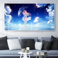 anime oil style canvas painting angel wings girl wall art modular posters and prints cuadros for gallery office home decor mural