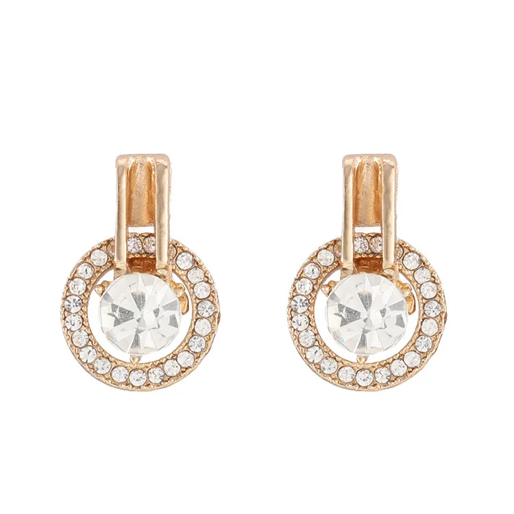 

2019 Fashion Hot New Earrings Simple And Exquisite Versatile Net Red Temperament Crystal Circle Ladies Earrings Small Earrings