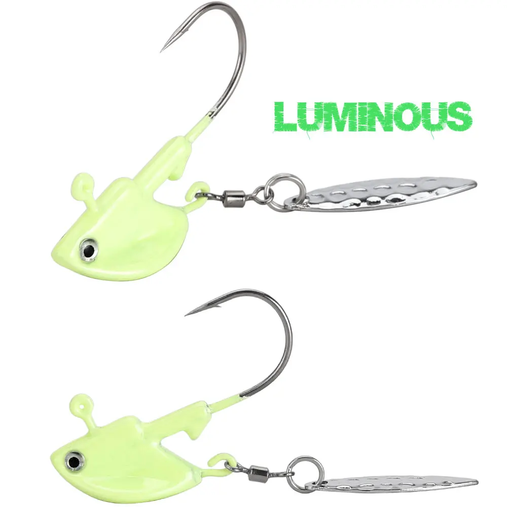 JACKFISH крючки с металлической головкой 3g 7g 10g 14g 21g крючок с свинцовой головкой приманка рыболовный крючок с искусственными блестками многоцветные рыболовные крючки - Цвет: LUMINOUS