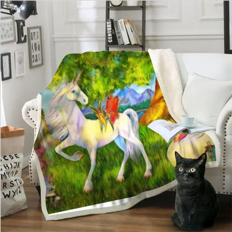Плотное вязаное одеяло с рисунком лошади хлопковое Флисовое для дивана 150 см X 200