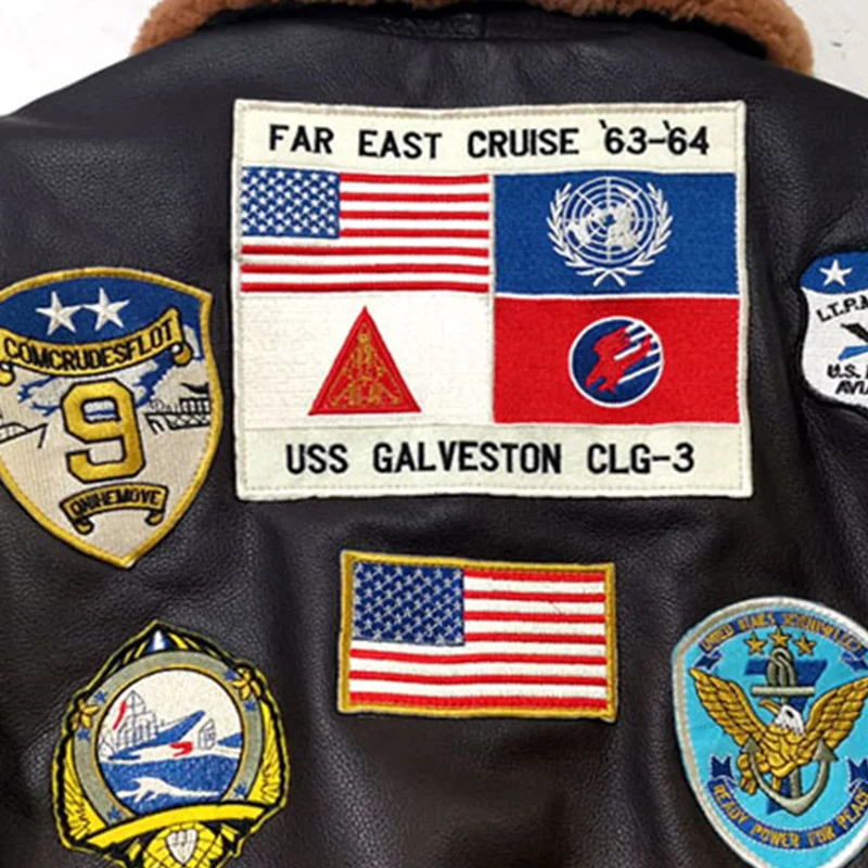 

2021 Brown Military Style USAF Pilot Leather Jacket Men Plus Size 3XL Genuine Natural Cowhide Winter Warm Aviation Coat