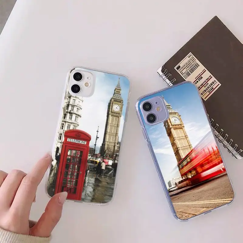 

London big ben andmark Phone Case Transparent for iPhone 6 7 8 11 12 s mini pro X XS XR MAX Plus