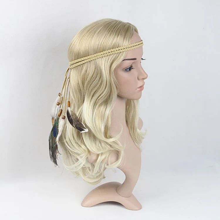 Головной убор с перьями для индийских волос аксессуары бохо |