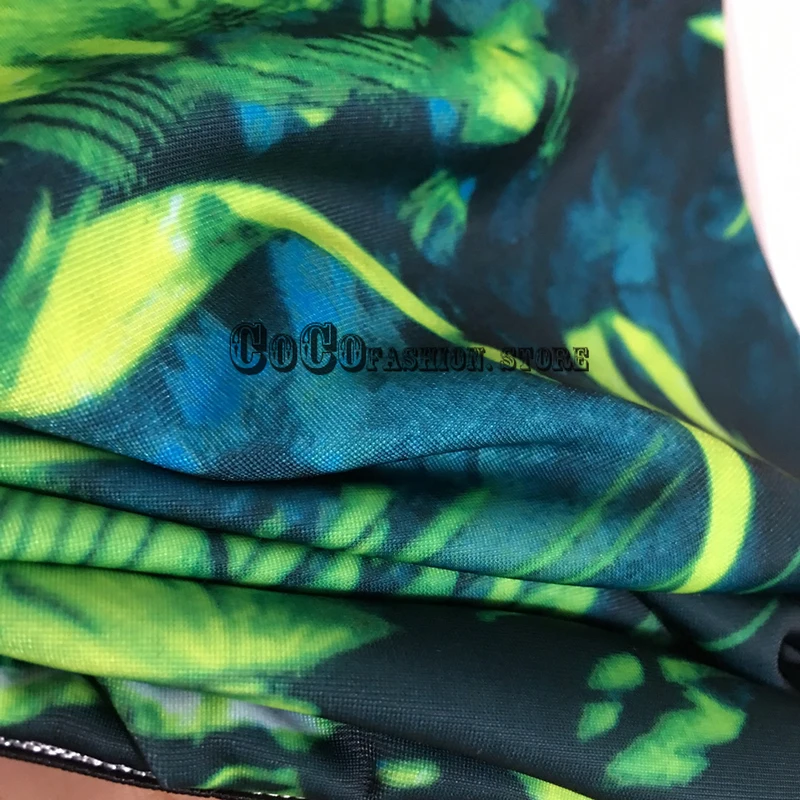 Luxury design summer 2 piece set outfits for women clothing green jungle print Letter jacquard crop tops+Triangle shorts sets