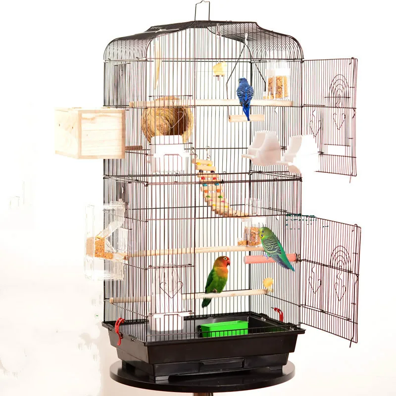 

Складная металлическая клетка для попугаев и птиц, Thrush Starling, клетка для попугаев, трехэтажная улучшенная конструкция птиц, обновленная верс...