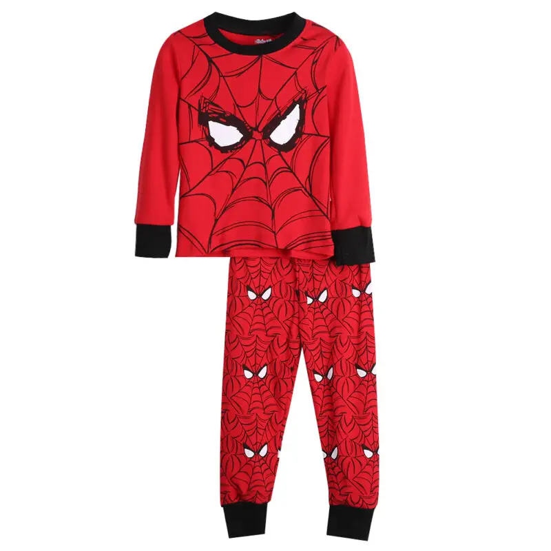 Kids Boys Spider man Clothes Long Sleeve Top T-shirt+Pants Tousers 2pcs Autumn Toddler Outfits Pajama Sleepwear Nightwear 2-8T |