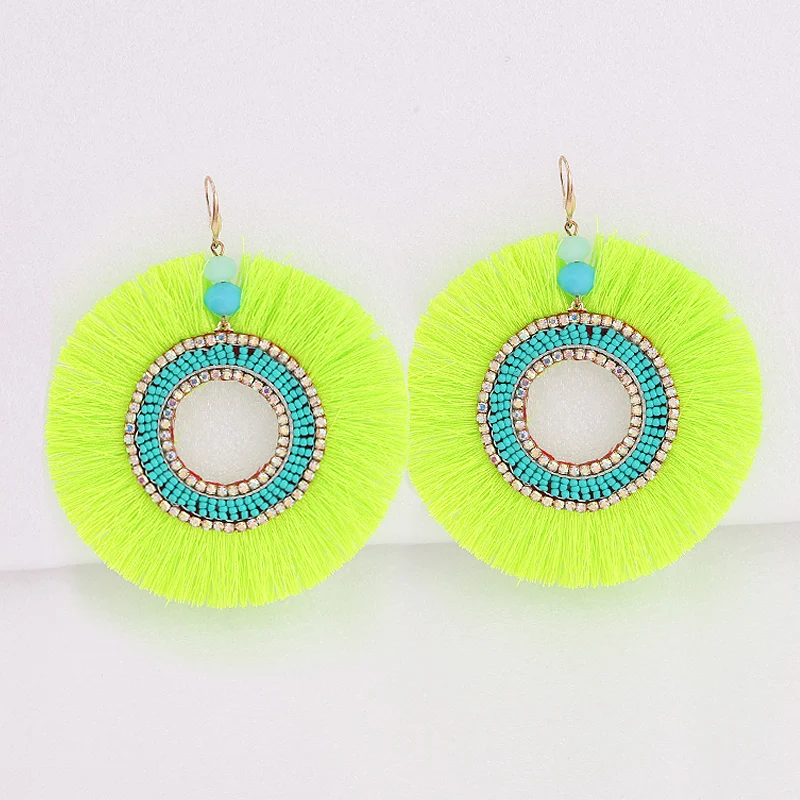 Серьги с кисточками эффектные ювелирные изделия в стиле бохо Длинные большие