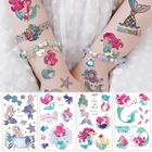 Наклейки маленькие Татуировка в виде русалки, украшение для детвечерние дня рождения, временная татуировка Русалочки, товары для вечевечерние