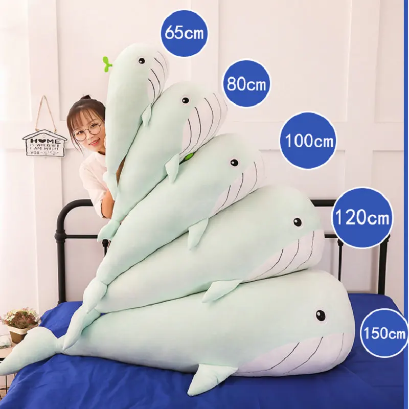 

65-150cm Big Size Super Soft Plush Toy Sea Animal Blue Whale Stuffed Dolphin Pillow Children's Birthday Gift