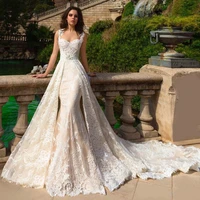 robe de mariee 2019 new champagne mermaid wedding dresses with detachable train bridal gowns plus size 2020 wedding dress