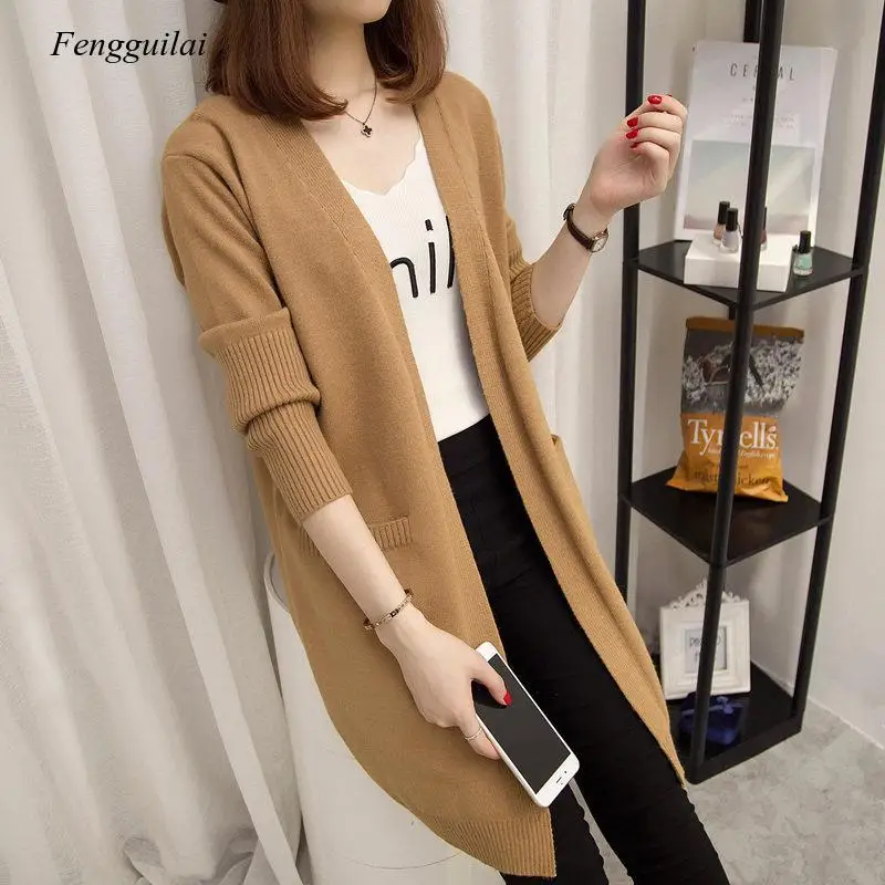 

Winter New Long Design Knitted Women Sweater Female Loose Shrug Ladies Fashion Casual Warm Hot Cardigan Comfortable Jumper