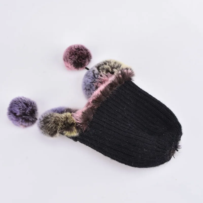 Детские меховые шапки из натурального меха кролика рекс для мальчиков и девочек