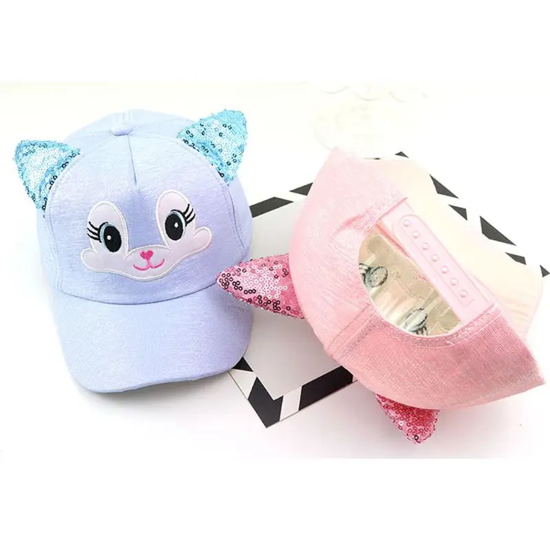

Baby Hats Cute Cartoon Child Korean Cat Baseball Hat Spring New Summer Baby Boy Girl Sun Hats Beanies Kids Photography