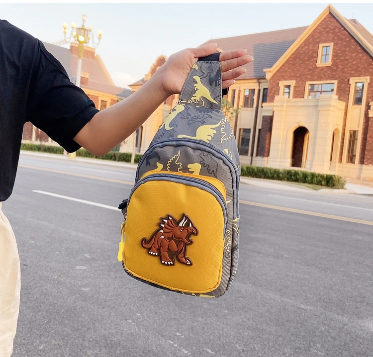 Детская нагрудная сумка забавная мультяшная Сумочка с принтом динозавра для