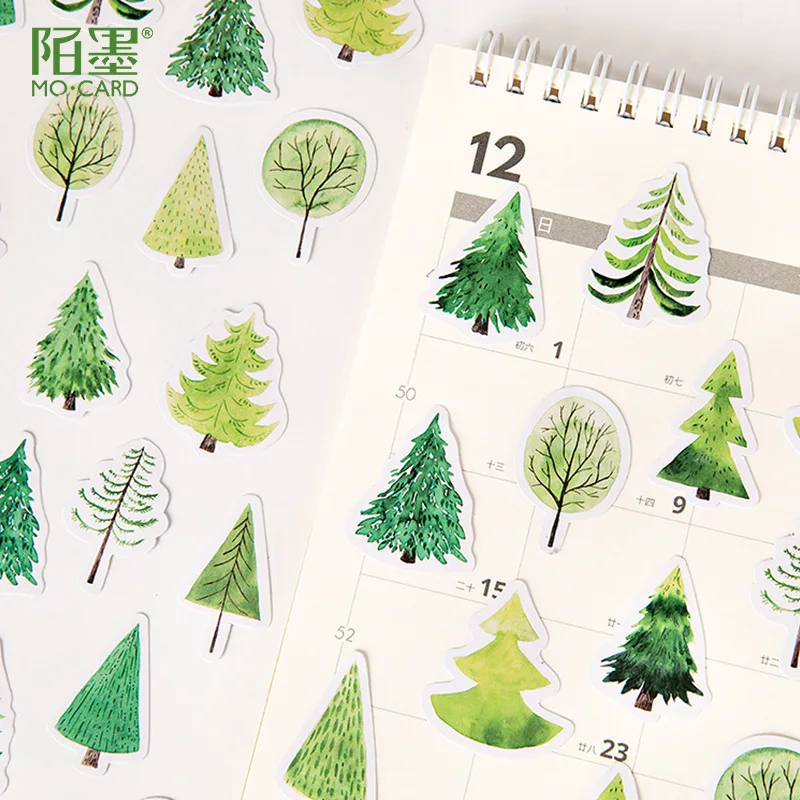 

46Pcs/Set Cactus Trees Green Plants Decorative Stickers Diary Suitcase Bag Notebook DIY Phone Cute Mark Sticker Album With Box