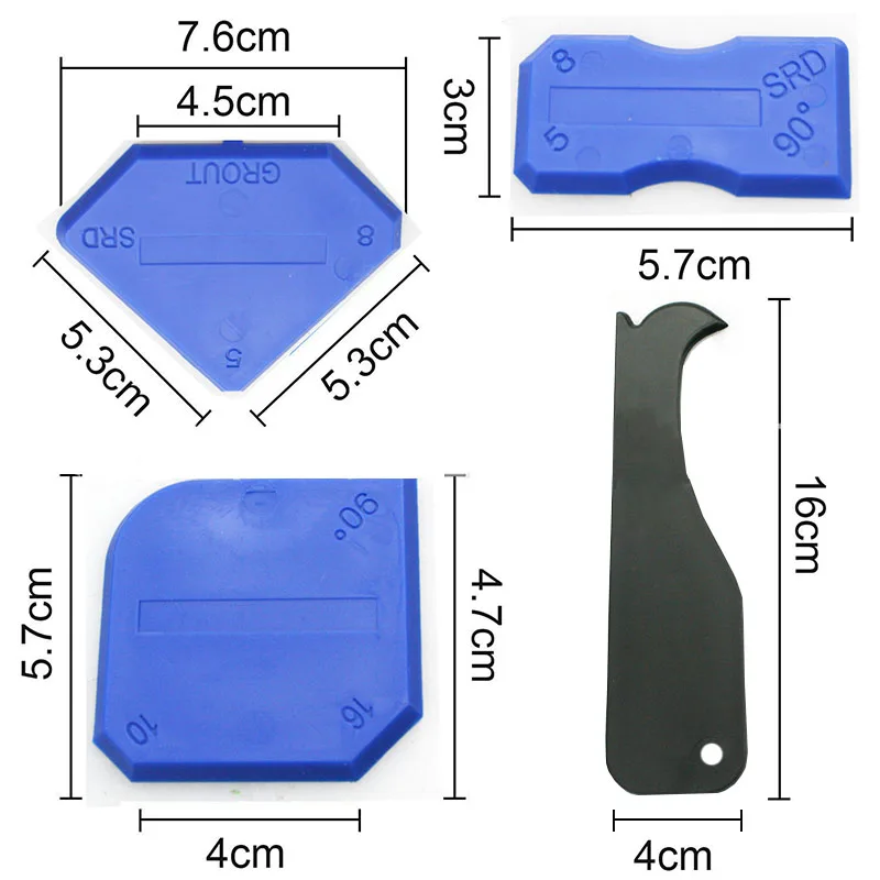 

5In1 Floor Silicone Remover Set 11PCS Caulk Finisher Sealant Angle Scraper Grout Kit Tools Plastic Hand Tools Set Accessories