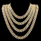 Цепочка Стразы мужская с кристаллами, выразительное ожерелье в стиле хип-хоп 15 мм, кубинская зубчатая цепь с цирконом, ювелирное изделие для мужчин