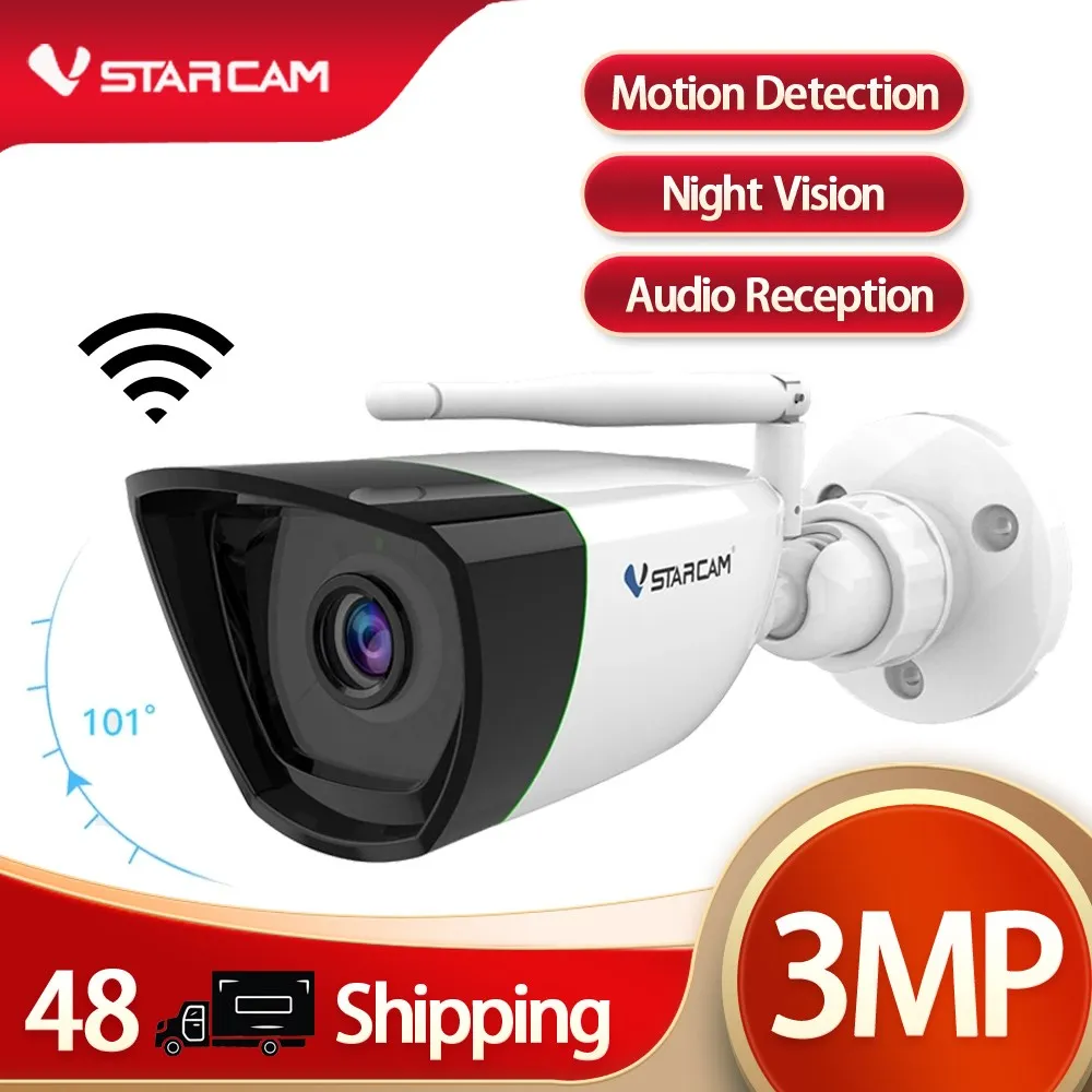 Наружная цилиндрическая IP камера Vstarcam 3 Мп 1296P Wi Fi ИК видеонаблюдения с