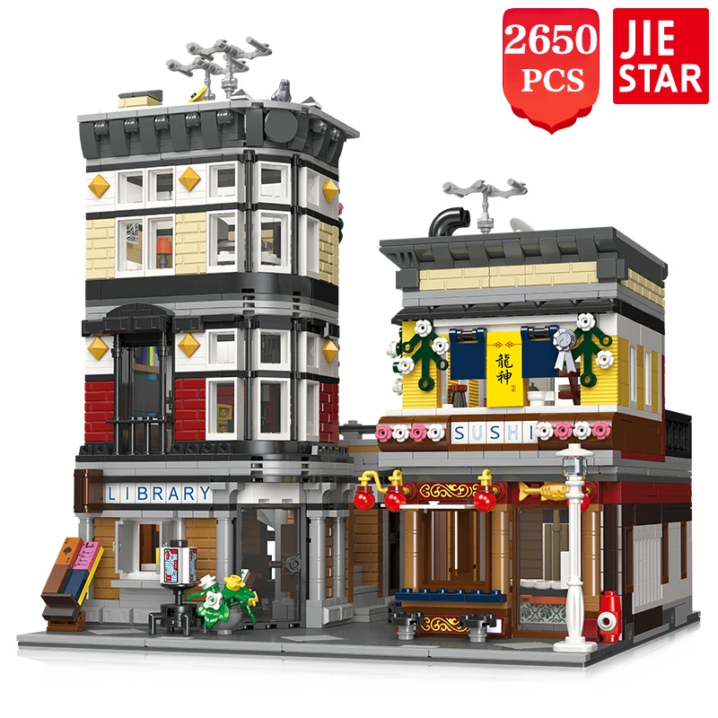 Technical Moc Architecture Commercial Model Building Blocks Ideas Expert Sushi Corner Bricks Assembly Diy Set Toys for Children | Игрушки и