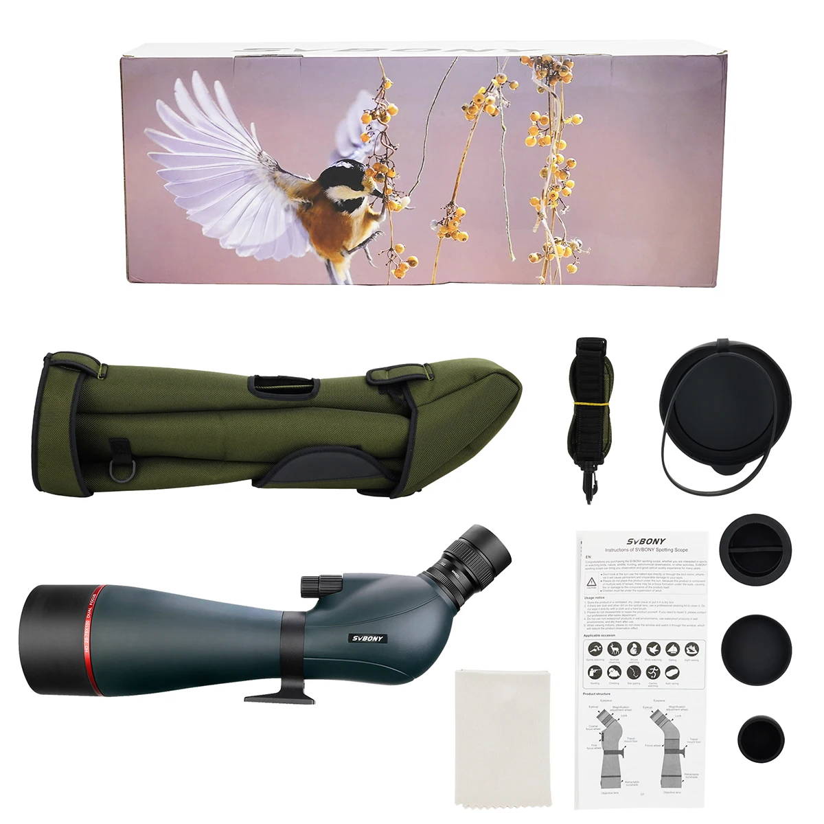 SVBONY Telescope 25-75x100 Spotting Scope Monocular powerful binoculars Dual Speed Focus terrestrial telescope for Hunting SV406 | Спорт и