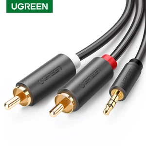 Кабель Ugreen RCA с разъемом 3,5 мм, 2 RCA штекера на 3,5 мм штекер, аудио Aux кабель для ТВ, усилителя Edifer, домашнего кинотеатра, DVD наушников