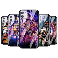 marvel the avengers tempered glass cover for apple iphone 12 mini 11 pro xs max xr x 8 7 6s 6 plus phone case coque