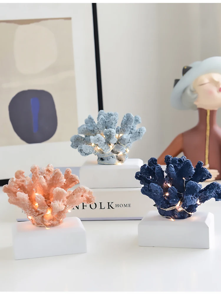Коралловая ракушка скульптура светодиодный Светодиодная настольная лампа для
