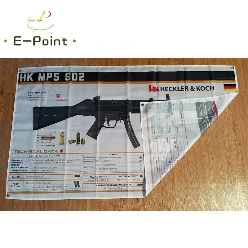 Heckler &amp Koch HK MP5 SD2 флаг оружия 3 фута * 5 футов (90*150 см) размер рождественские