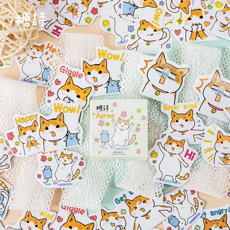 45 штук в штучной упаковке наклейки для домашних животных мультяшный милый жирный