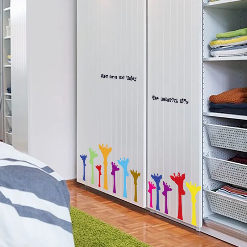 Красочные граффити голова жирафа наклейки на стену для детской комнаты