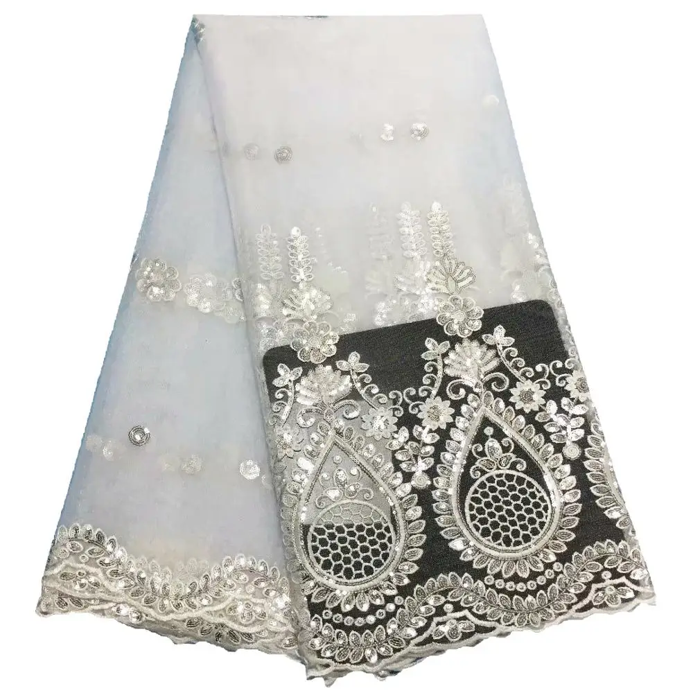 Тюль в африканском стиле с блестками вышивкой французское свадебное платье 5