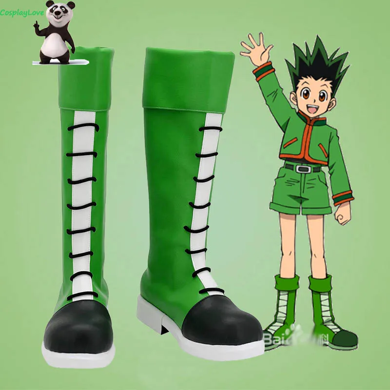 Сапоги для косплея Hunter×Hunter Gon Freecss зеленые черные новейшие на заказ Хэллоуина