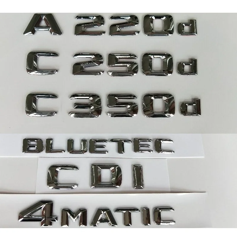 3D хромированный для Mercedes Benz A180d A200d A220d A250d C180d C200d C220d C250d C260d C280d C300d C320d C350d C400d C450d CDI