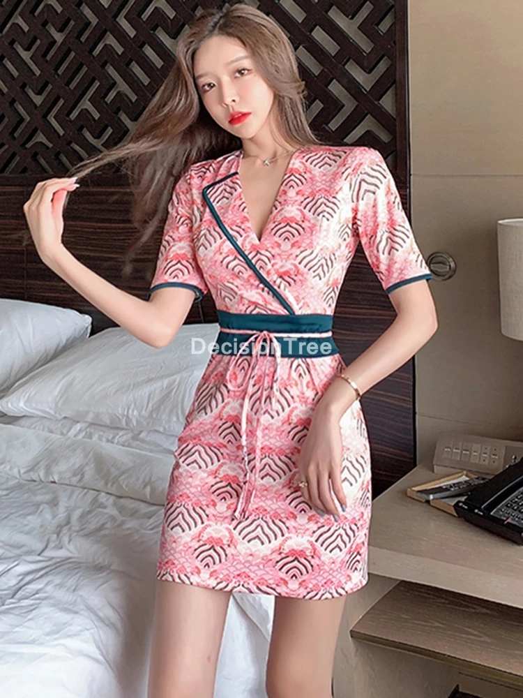 2021 kimono dress japanese women tradition yukata with obi vintage cosplay costume style | Тематическая одежда и униформа