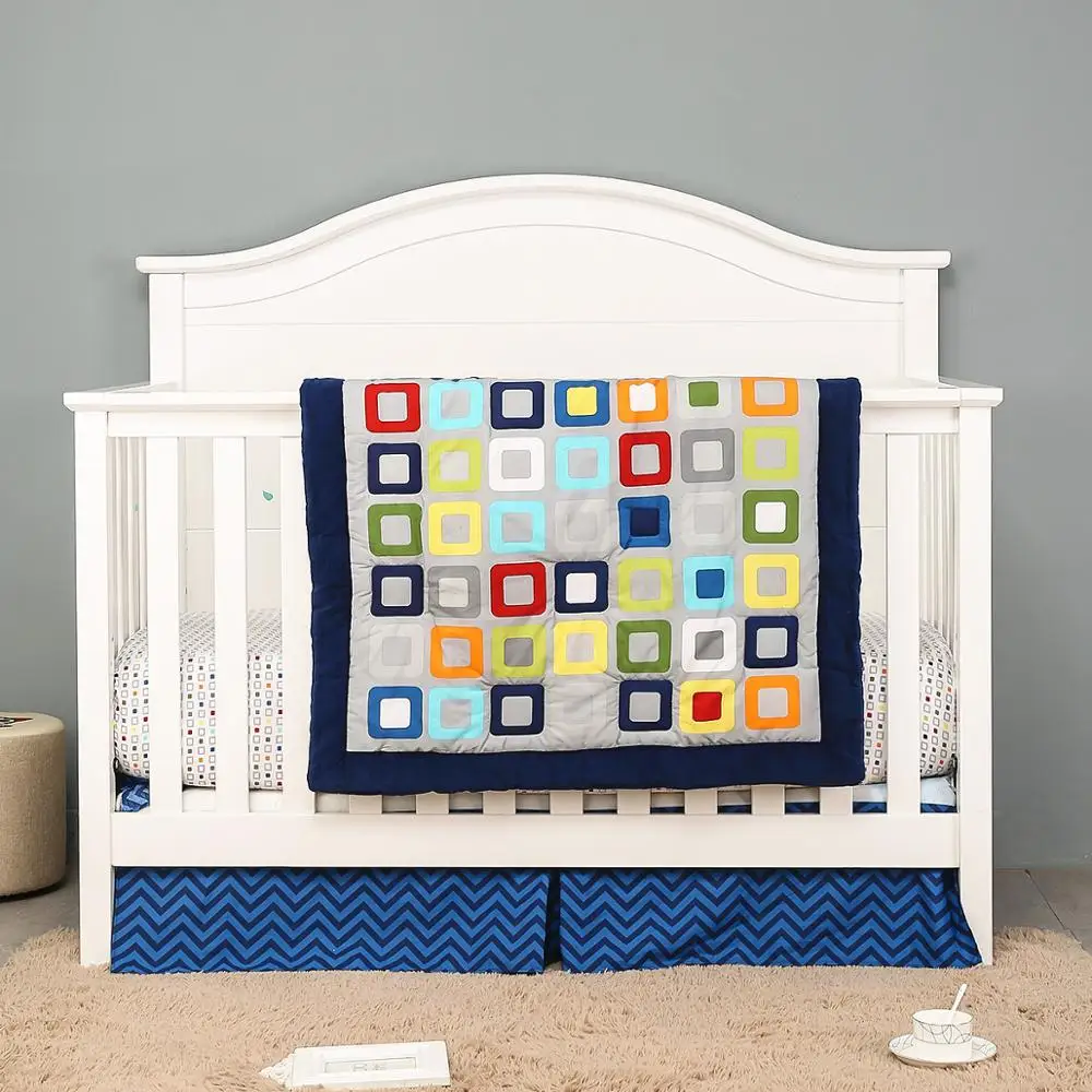 

Crib Bedding Sets for Boys Blue Yellow 3 Pieces Baby Nursery Bedding Sets | Crib Quilt, Crib Sheet, Dust Ruffled