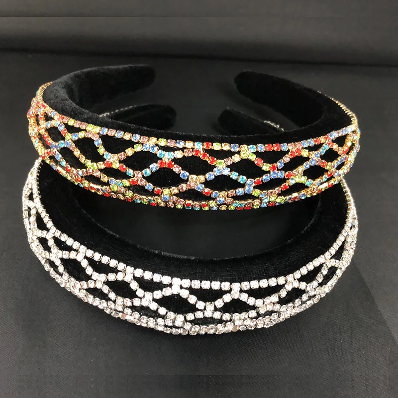 

Handmade Multi-color Beading Rhinestones Headbands Shiny Crystals Stones Headdress Fashion Jewelry Stage Ornament Accessories