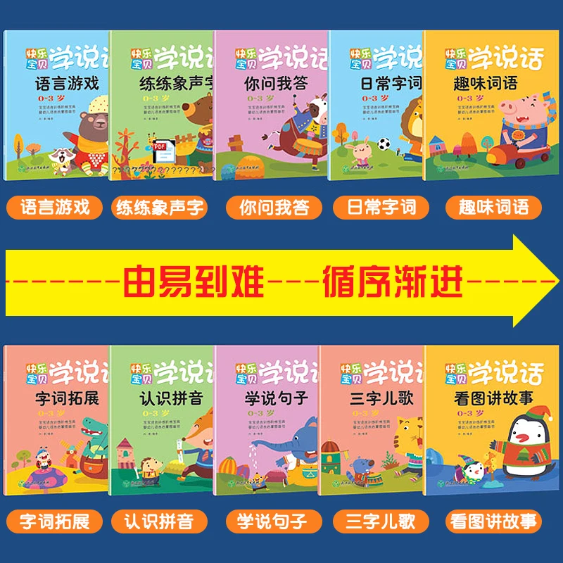 10 шт./компл. дети учатся говорить на языке просветление книга китайская для детей